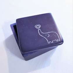 fair trade carved soapstone box with elephant from Kenya