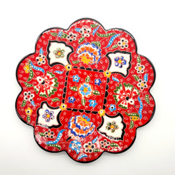 Fair trade hand painted relief style ceramic trivet from Turkey