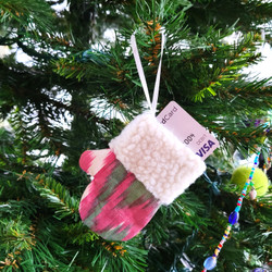 Fair trade adras gift card holder ornament from Kyrgyzstan