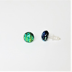 fair trade ocean dichroic glass stud post earrings from Chile