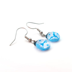 Fair trade hypoallergenic millefiori glass dangle earrings from Chile