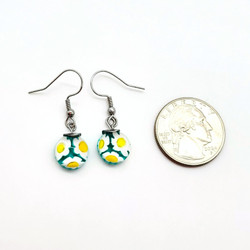 Fair trade hypoallergenic millefiori glass dangle earrings from Chile