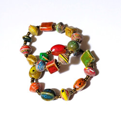Fair trade ceramic and rolled paper bead bracelet from Haiti