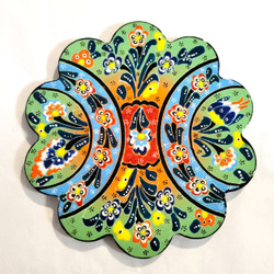 fair trade hand painted relief style ceramic trivet from Turkey
