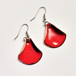 Fair trade enameled copper dangle earrings from Chile