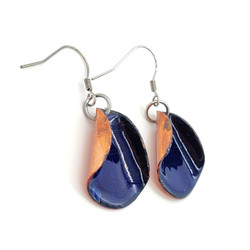 Fair trade enameled copper dangle earrings from Chile