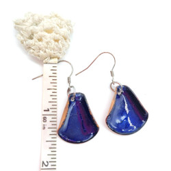 Fair trade enameled copper dangle earrings from Chile