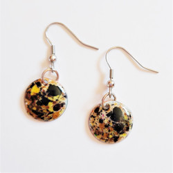 Fair trade enameled copper dangle earring from Chile