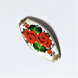 Fair trade lacquer oval hair barrette from Russia