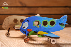 UGears paintable Biplane model kit for kids from Ukraine