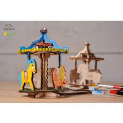 UGears paintable merry-go-round model kit for kids from Ukraine