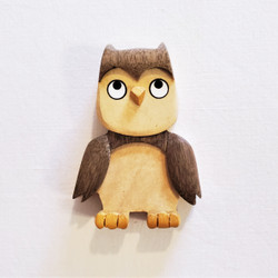 Fair trade wood owl refrigerator magnet