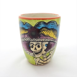 Fair trade Day of the Dead Catrina Calavera Hand Painted Talavera Mug from Mexico