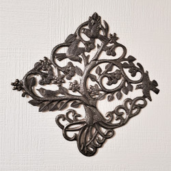 Fair trade recycled steel drum tree of life wall hanging from Haiti