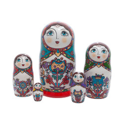 Fair trade northern folk style matryoshka nesting doll set from Russia