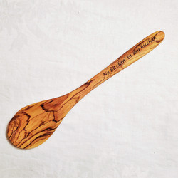 Fair trade no bitchin in my kitchen carved olive wood kitchen spoon from the Holyland