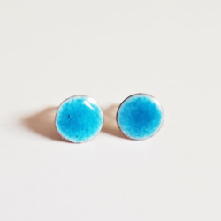 Fair trade enameled copper stud post earring from Chile