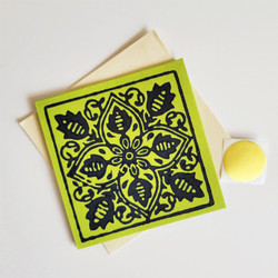 Fair trade hand crafted paper screen printed greeting card from Bangladesh