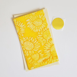 Fair trade hand made paper sunflower batik greeting card from Bangladesh