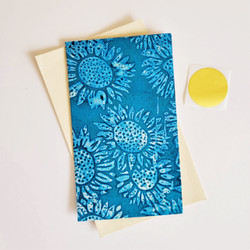 Fair trade hand made paper sunflower batik greeting card from Bangladesh