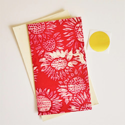 Fair trade hand made paper sunflower batik greeting card from Bangladesh