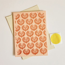 Fair trade hand made paper block print copper greeting card from Bangladesh