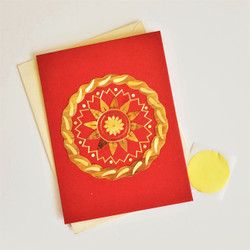 Fair trade hand made paper wheat straw art greeting card from Bangladesh
