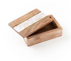 Fair trade mango wood with mother of pearl inlay box from India