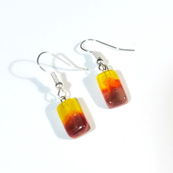 Fair trade citrus fused glass dangle earrings from Chile
