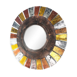 Fair trade upcycled scrap metal annealed in copper, brass, and silver mirror from India