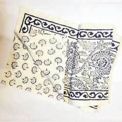 Fair trade Sindh slate cotton block printed table runner from India