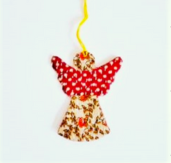 Fair trade recycled sari kantha angel Christmas holiday ornament from Bangladesh