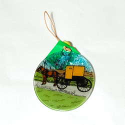 Amish buggy fair trade fused glass Christmas ornament or suncatcher from Ecuador