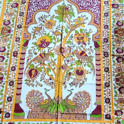 Tree of life hand printed cotton tapestry from India