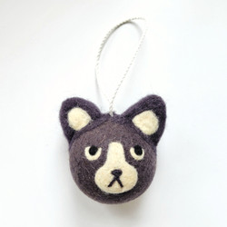 Fair trade felted wool cat Christmas holiday tree ornament from Kyrgyzstan