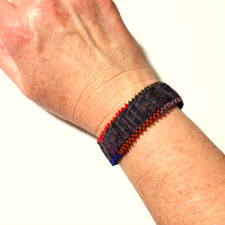 Fair trade corte cotton fabric and beaded bracelet from Guatemala