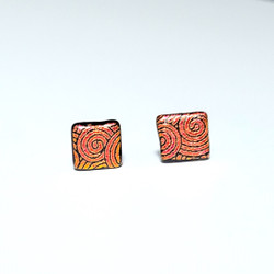 Fair Trade recycled glass dichroic square stud post earring from Chile