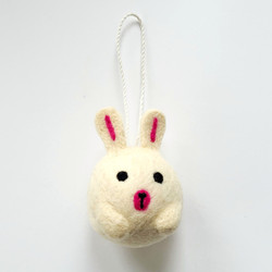 Fair trade felted wool holiday Christmas tree rabbit ornament from Kyrgyzstan