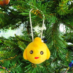 Fair trade felted wool holiday Christmas tree chick ornament from Kyrgyzstan