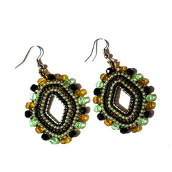 Fair trade Czech crystal diamond shaped beaded dangle earrings from Guatemala