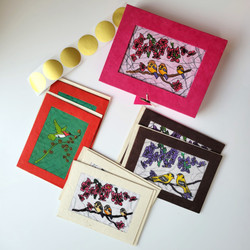 Fair trade batik note card set in hand made paper box from Nepal