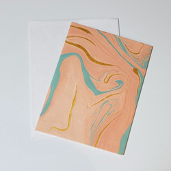 Fair trade marble dyed  hand made paper note card from India
