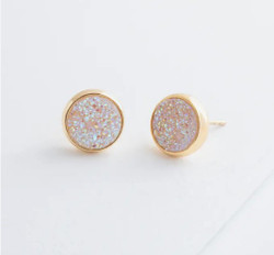 Fair trade synthetic druzy gold plated post earring from China