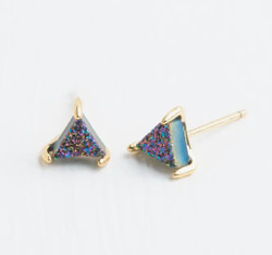 Fair trade natural multicolor druzy gold plated post earrings from China