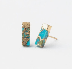 Fair trade gold dipped turquoise post earrings from China