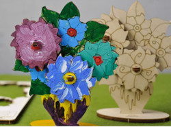 UGears paintable flower bouquet model kit for kids from Ukraine