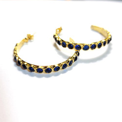 Fair trade apatite and brass hoop earrings from Turkey