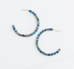 Fair Trade hematite and emperor stone in gold plated hoop earring from China