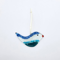 Fair trade fused glass bird suncatcher ornament from Chile
