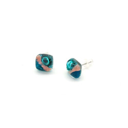 Fair trade fused recycled glass post earrings from Chile